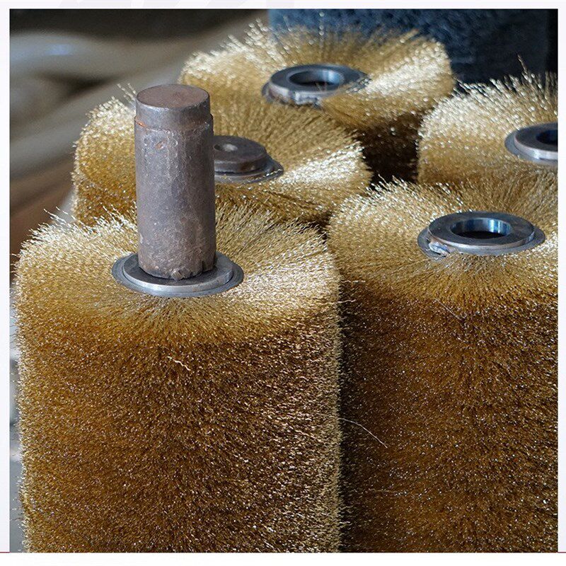 钢丝刷辊缠绕式金属丝毛刷辊不锈钢丝镀铜丝刷辊钢丝辊筒刷辊除锈