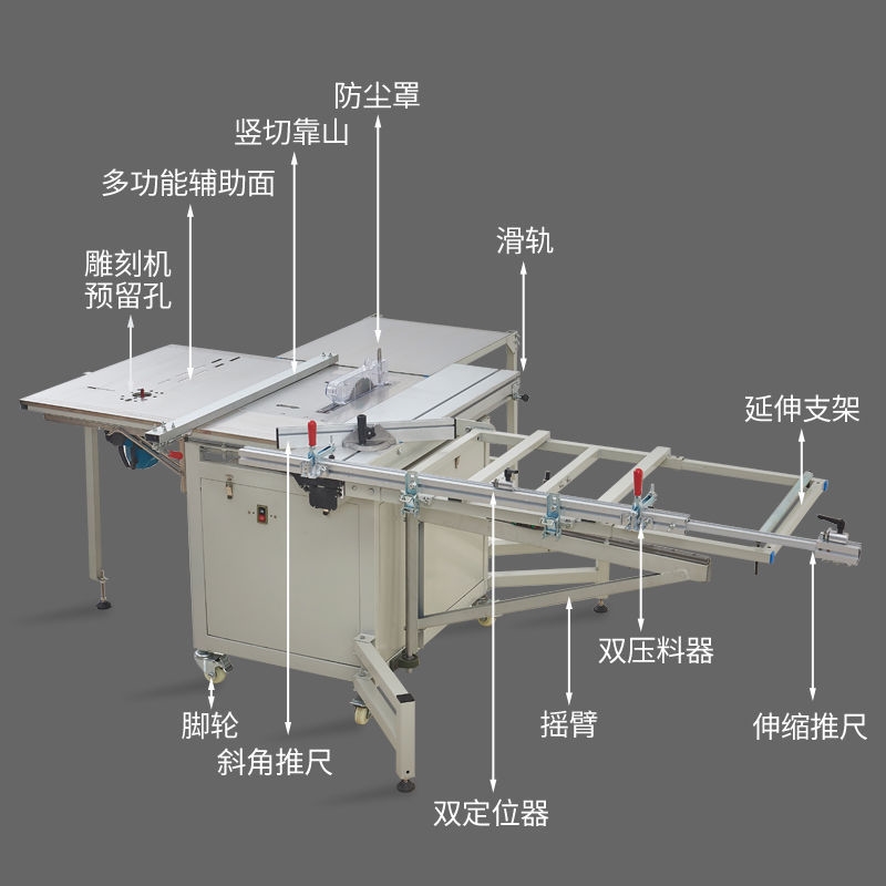 木工锯台多功能拉切升降工作台大型K精密R子导轨推斜锯母推