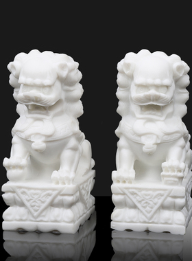 速发狮石子 墓地 一对 下葬用品摆件汉白玉石工石雕墓地手狮子一