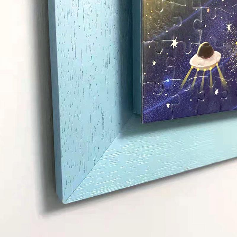 实木1000片拼图框50*75立体悬浮画框定制长方形相框挂墙现代简约