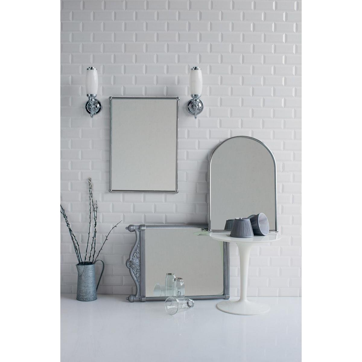 金色卫生间铜框镜子英式壁挂浴室镜洗漱台镜银色半椭圆梳妆镜拱形