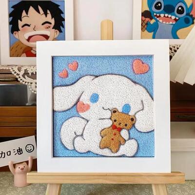 玉桂狗非遗DIY创意纸浆画儿童大耳狗卡手工戳戳画填色材料包工具