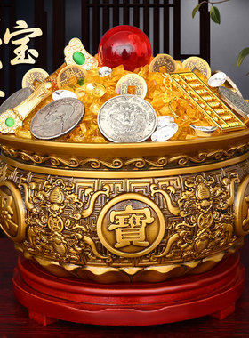纯黄铜聚宝盆招财摆件家居香炉