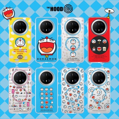 THE HOOD哆啦A梦品牌联名适用华为mate70pro/mate70磁吸手机壳新款双层tpe防摔胶条全包边保护套可挂绳孔卡通