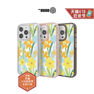 Pro 适用iPhone15 THE Max气垫防摔保护手机壳镜面保护壳 水彩水仙花 Plus HOODx印花乐品牌联名