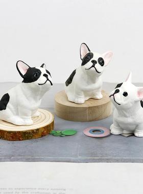 法国斗牛犬陶瓷摆件 创意家居饰品迷你法斗狗狗摆设桌面公仔礼物