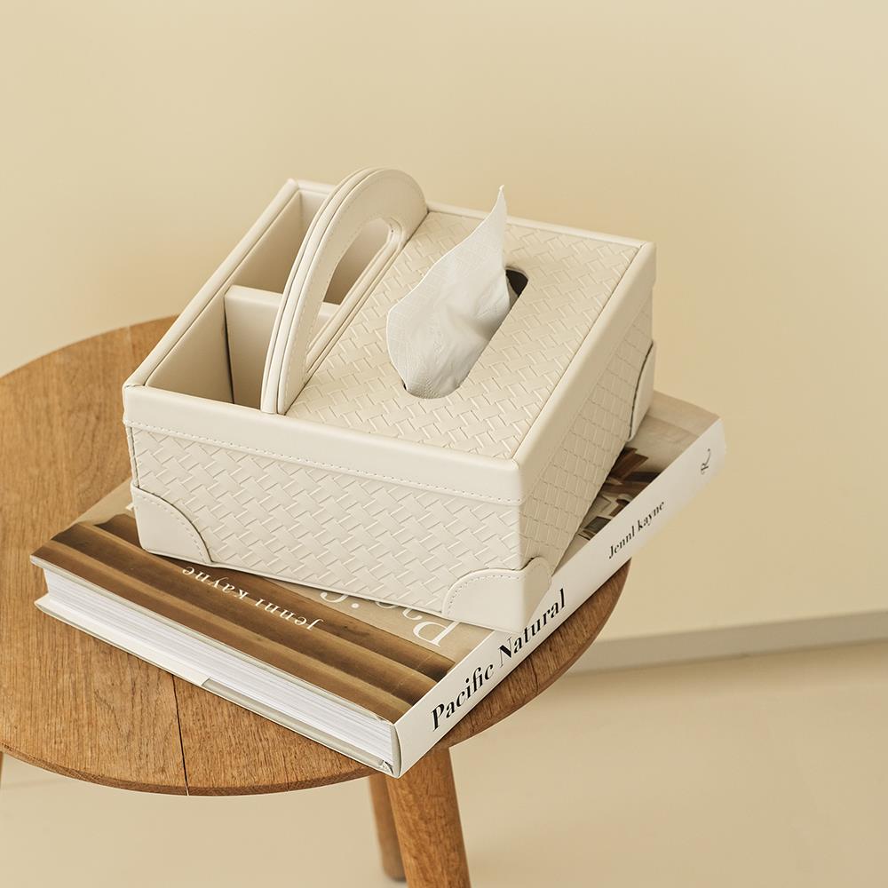 ladylike 法式皮质多功能纸巾盒 客厅茶几遥控器收纳盒桌面抽纸盒