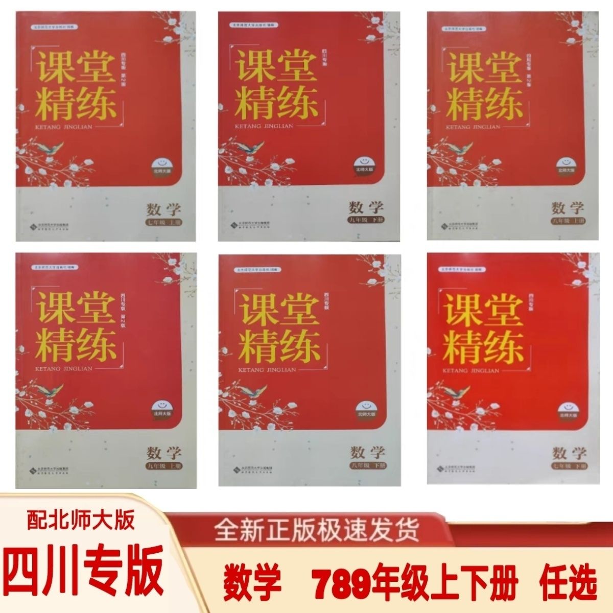 课堂精练七八九年级上下册数学北师大版 四川专版 课堂精练789年级下数学北师版 北京师范大学出版社 数学同步练习四川专用练习册