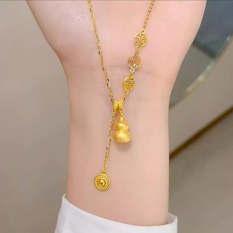 新中式葫芦流苏项链女福禄锁骨链