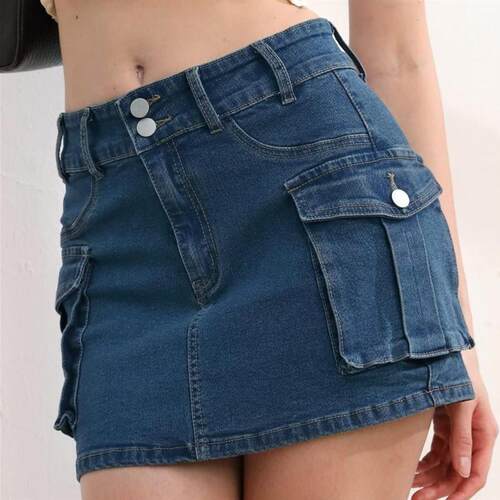 欧美时尚性感修身包臀牛仔短裙半身裙 Sexy Hip Denim Mini Skirt