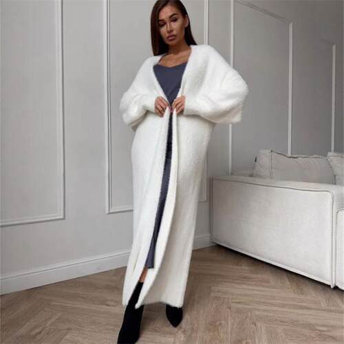 欧美时尚针织长款开衫大衣外套女 Knit Cardigan Overcoat Women