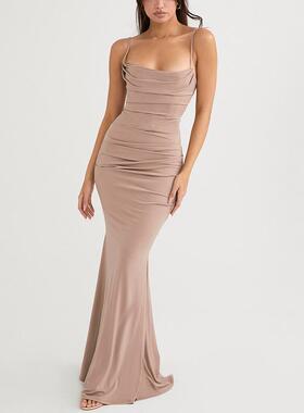 CuriousCat2024纯欲性感吊带鱼骨修身中长款鱼尾裙包臀裙高个子