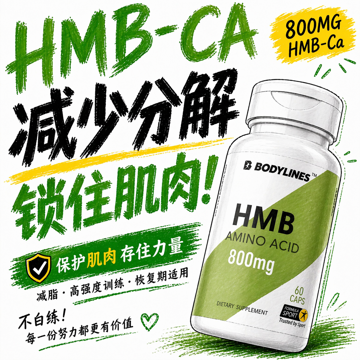 特惠HMB氨基酸羟甲基丁酸钙健身增肌促进肌肉生长抑制蛋白质分解