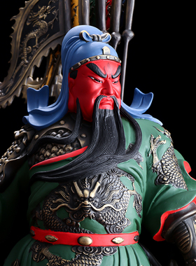 极速纯铜绿袍关公摆件武财神爷佛像关羽I铜像关二爷神像供奉招财