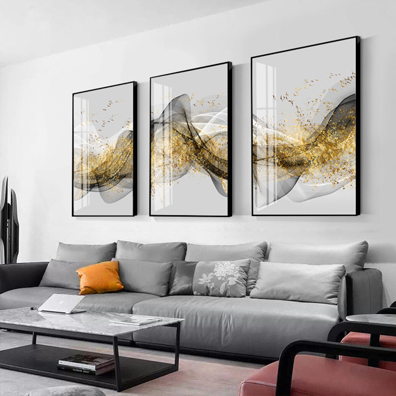 新品酒店挂画现代简约沙发背景墙大气创意金M箔装饰画客厅轻奢大