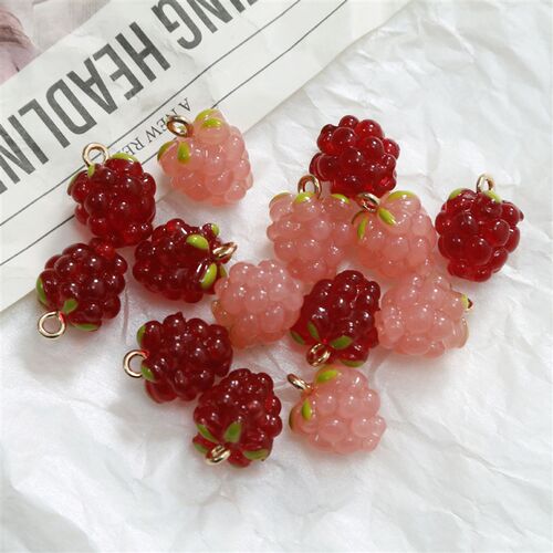 极速2 PCs Resin 3D Fruitt Charms Grape Fruit Gold Color Jewe