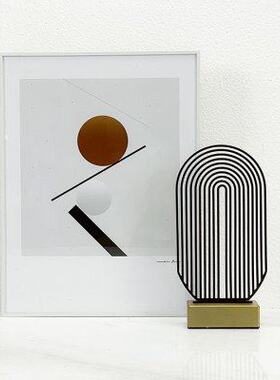 极速现代简约欧式轻奢金属切割几何回纹屏风N摆件样板房售楼处软