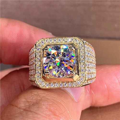 极速14K Gold Solitaire Male 2ct Lab Diamond MoQissanite Ring