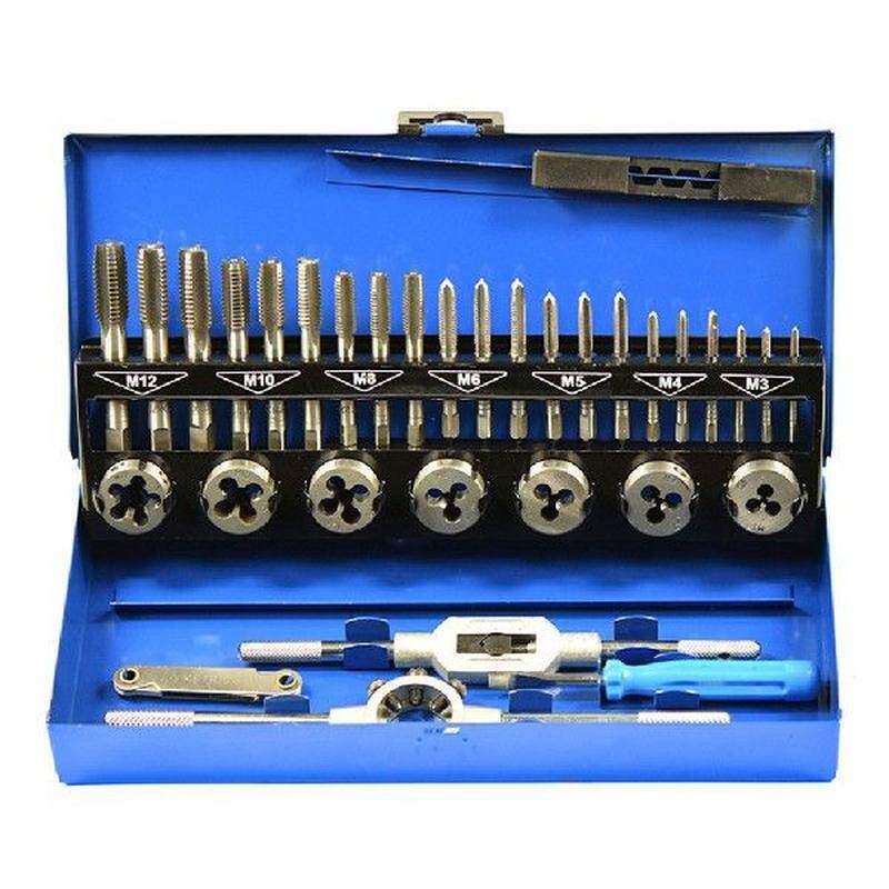 极速32 PCS HSS Tap and Die Set MBetric Wrench Cut M3-M12 Tap
