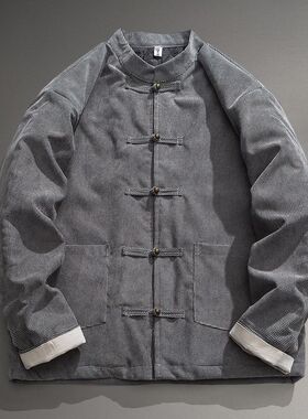 新品秋冬季唐装男装短款棉衣中国风盘扣棉服复古风中W式棉袄中山