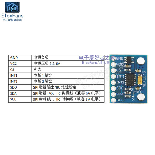 极速GY-291倾角ADXL345数字三轴重力加速度倾斜R角度传感器模块II