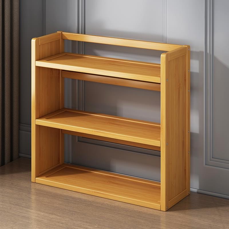 竹子书架迷你桌面三层q木质适合放在桌子上的小书柜小型多层置物