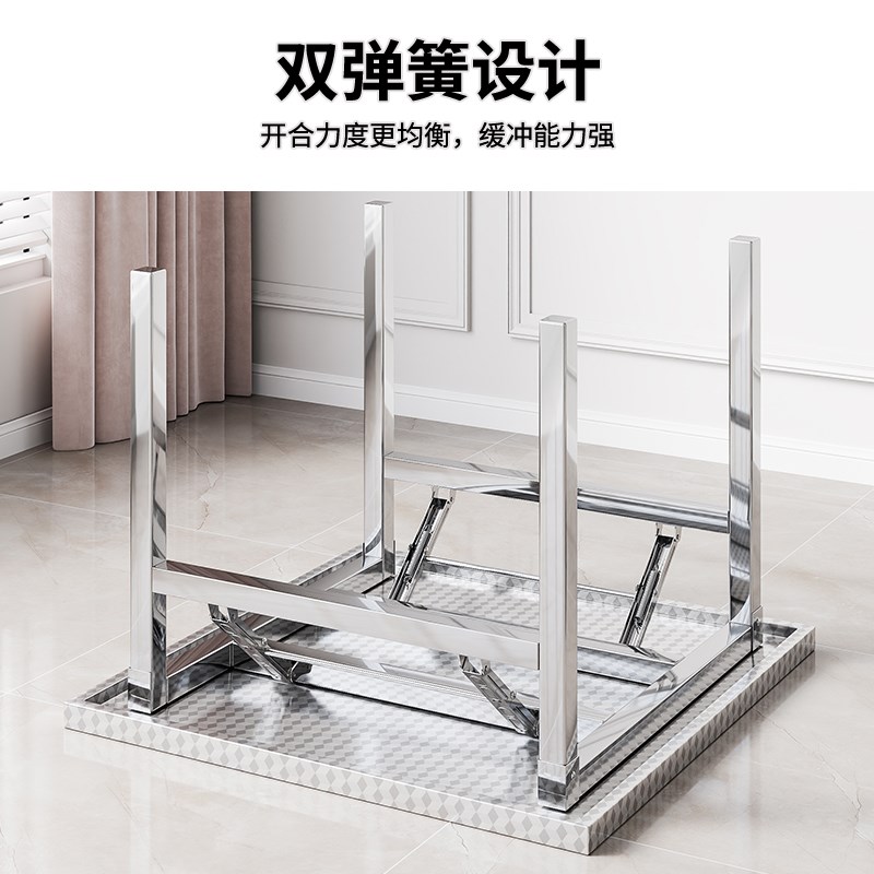 不锈钢折叠d桌家用吃饭桌子户外便携式餐桌夜市摆摊小方桌多功能