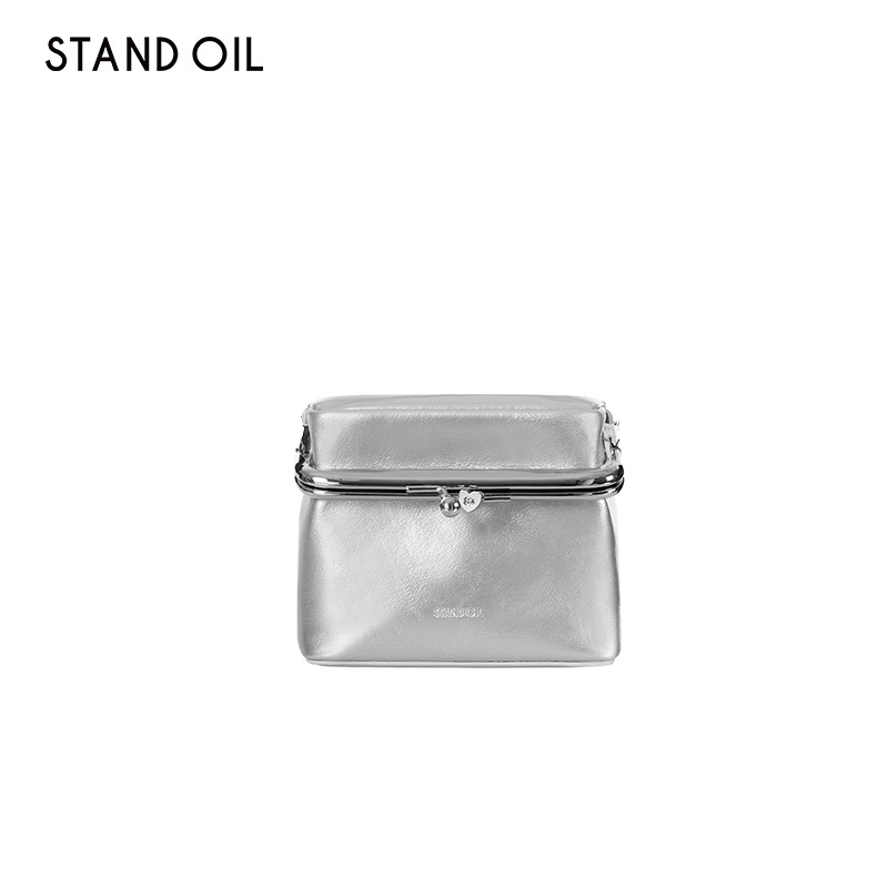 韩国standoil包HIPO BAG小方盒包斜挎包简约款银色链条包女秋冬新