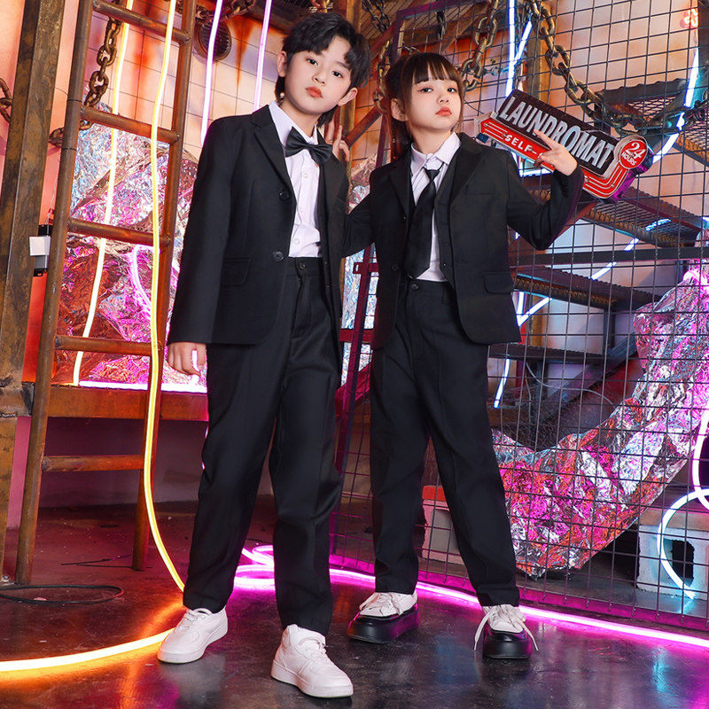 新品儿童合唱演出服男童花童礼服朗诵F表演西服套装女童爵士舞走