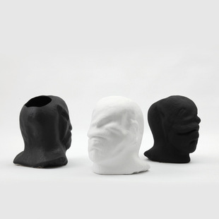 极速抽象人脸艺术摆件北欧无脸人头D怪异陶瓷花瓶创意水培花插器