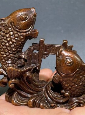 极速古玩复古仿古铜鲤鱼r跃龙门年年有鱼聚财礼品办公室茶台茶宠