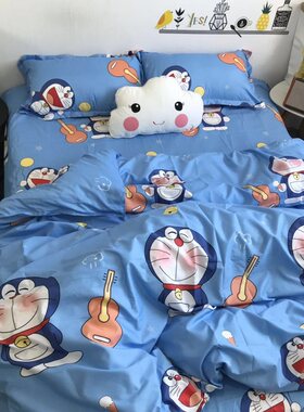 新品ins可爱卡k通多啦A梦床上用品3四件套1.5m被套学生宿舍床单三