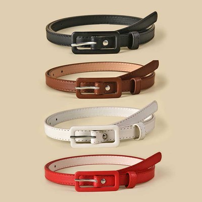 极速Multi-color Ladys Slender TBhin Belt Square Pin Buckle