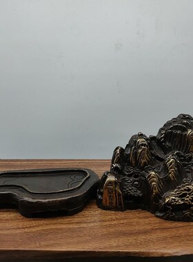 极速精品古玩铜器收藏铜器鎏金五岳独尊山L水摆件家居客厅工艺品