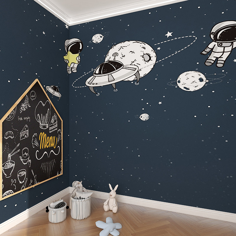 极速宇航员飞碟星空创q意壁纸儿童房墙布墙纸女孩男孩卧室无缝定,家装主材,定制壁画,淘宝优惠券,粉丝福利购,淘宝优惠卷
