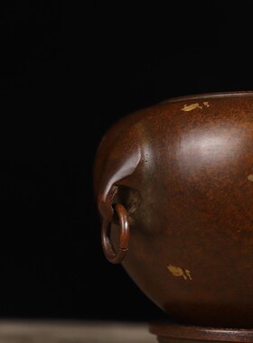 极速纯铜点金象耳底座套炉熏香z炉摆件纯铜宣德炉家居茶道焚香炉