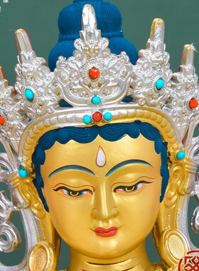 新品纯铜鎏金鎏银居家供s奉密宗绿度母菩萨佛像藏传铜像摆件尼泊