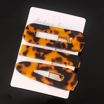 极速1/2/3 PCS Womemn Fashion Leopard Acetate Geometric Hair
