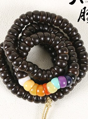 新品原色原料印h尼椰蒂藏式斜切多宝猪大肠手工高抛108颗佛珠手串