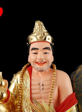 极速木雕济公佛像济公o活佛供奉手工雕刻摆件降龙罗汉香樟木保平