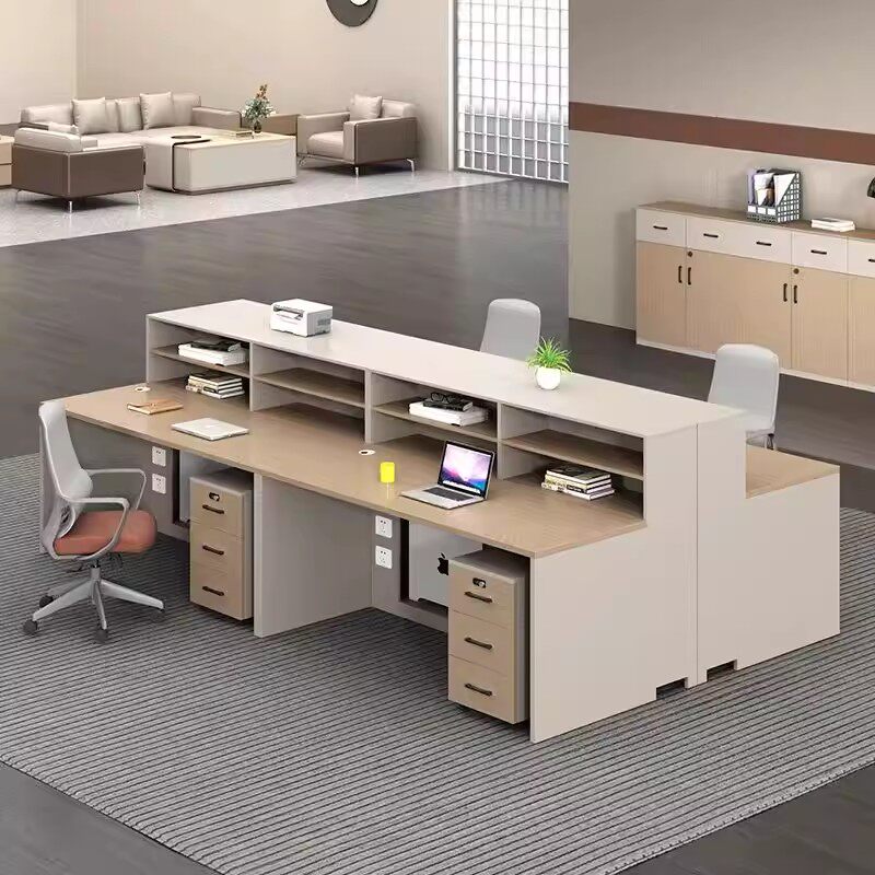办公桌椅组合简约现代职员工位卡座二6四4人位白色办公桌子办公室