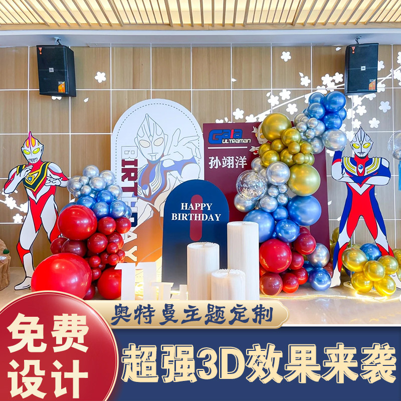 速发主题生日布置男孩124周岁童气儿球派对装饰场景板背景墙