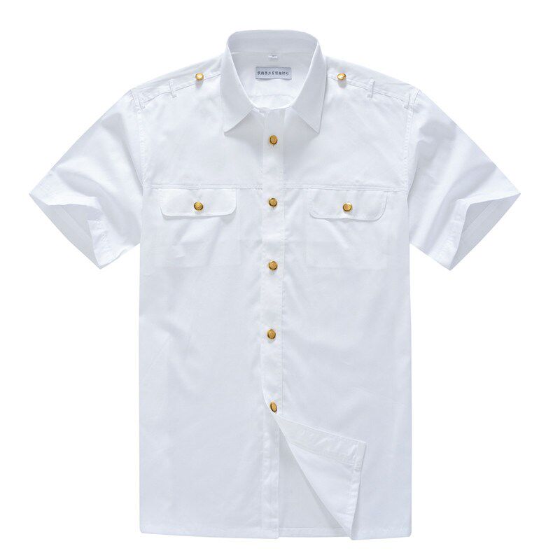 速发新款铁路制服白色男衬袖工作服长铁衣路局新式路服