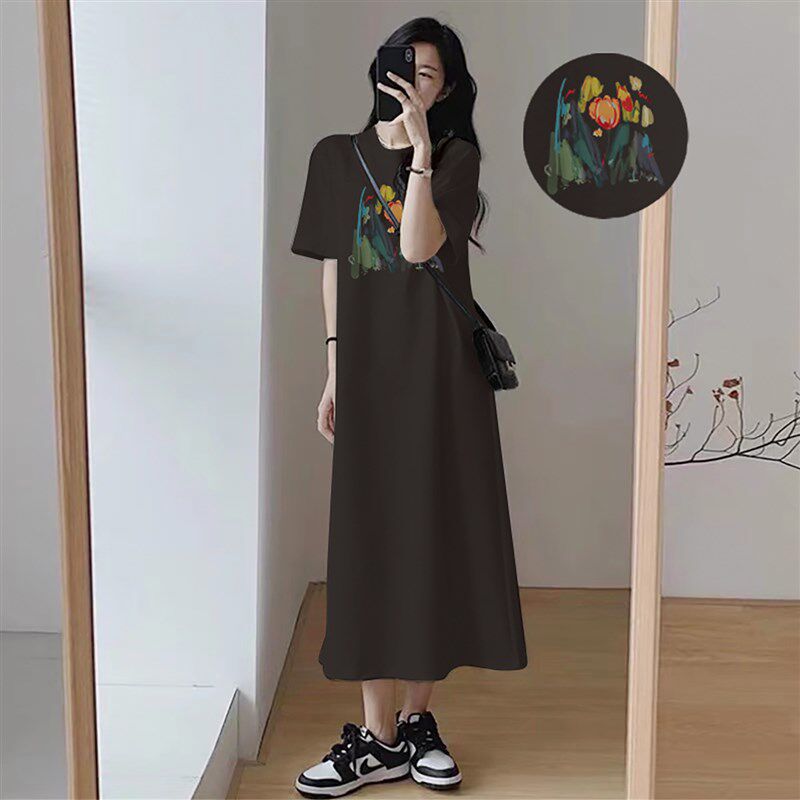 速发孕妇连衣裙2025新款夏季孕妈高级穿搭孕期洋气t恤裙子花卉长