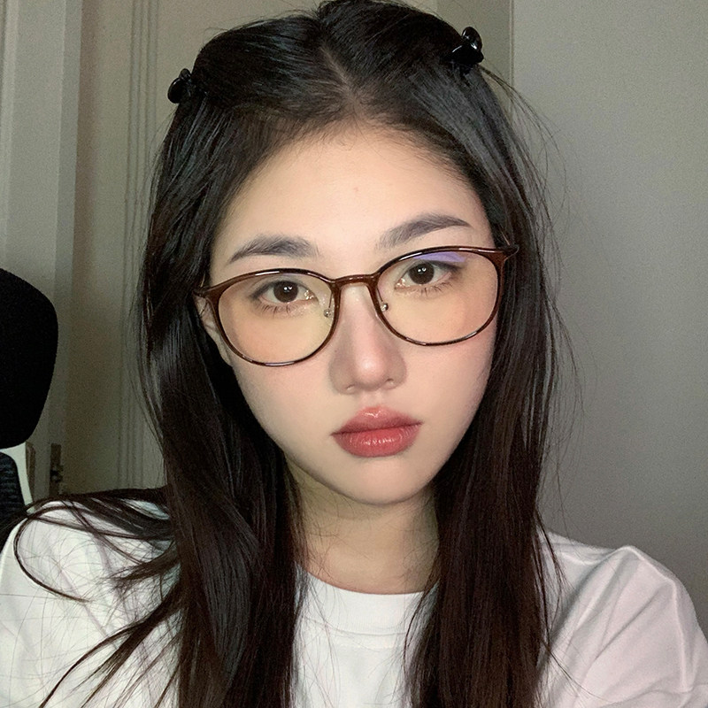 速发超轻冷配色框可数近视度茶韩版款潮复古眼睛框镜架