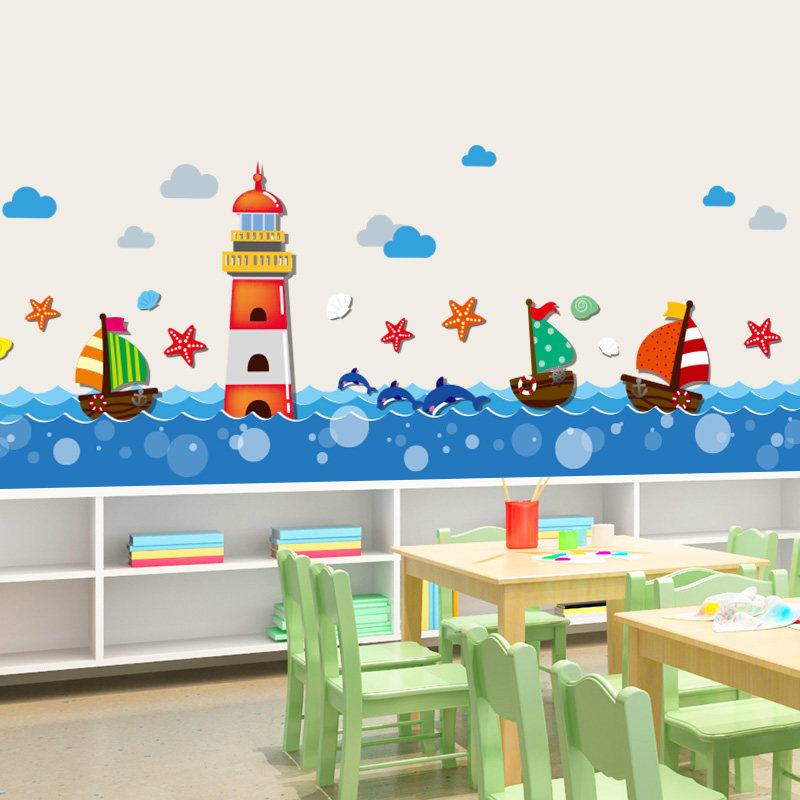 速发幼角园走廊教室墙面装饰踢脚线儿脚线墙围贴画墙贴自粘墙地线