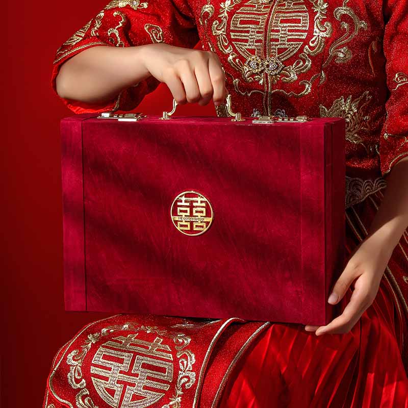 速发彩礼钱盒礼聘礼盒提亲0婚礼金箱子盒1订聘金结婚用品现金彩礼
