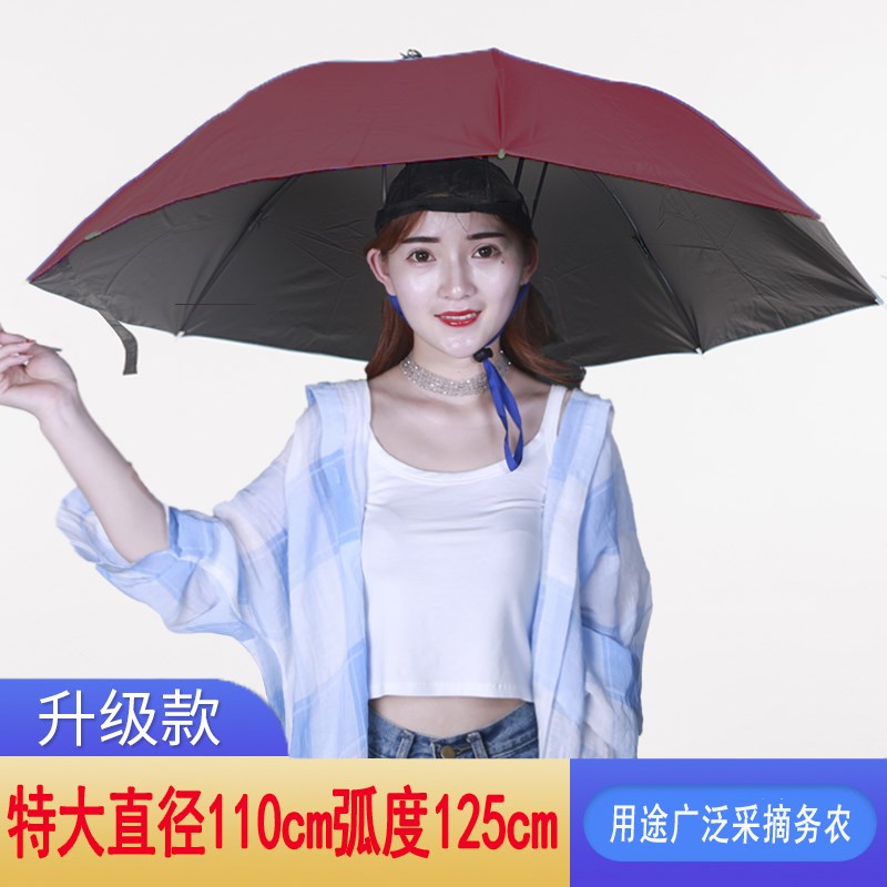 速发带头上的伞帽头戴式遮晒防钓盔伞大号采茶斗笠雨伞帽斗篷头鱼