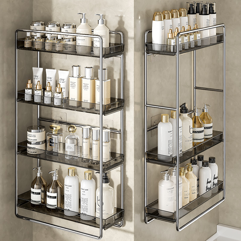 速发浴卫置物架厕所室生间收壁柜洗漱台墙上小纳壁挂式免打孔架子