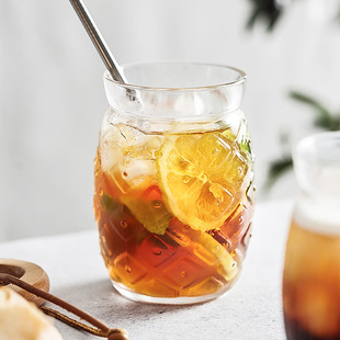 速发波米欧利玻璃菠萝家透明喝水杯杯用复古饮料椰子杯果汁杯